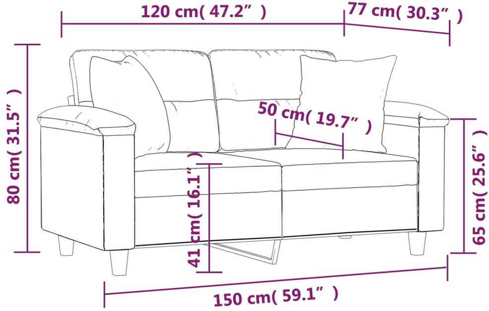 Dvivietė sofa su pagalvėlėmis, kapučino, 120cm, dirbtinė oda