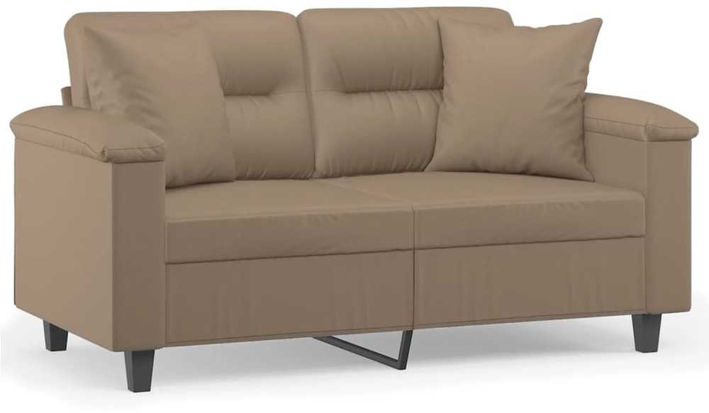 Dvivietė sofa su pagalvėlėmis, kapučino, 120cm, dirbtinė oda