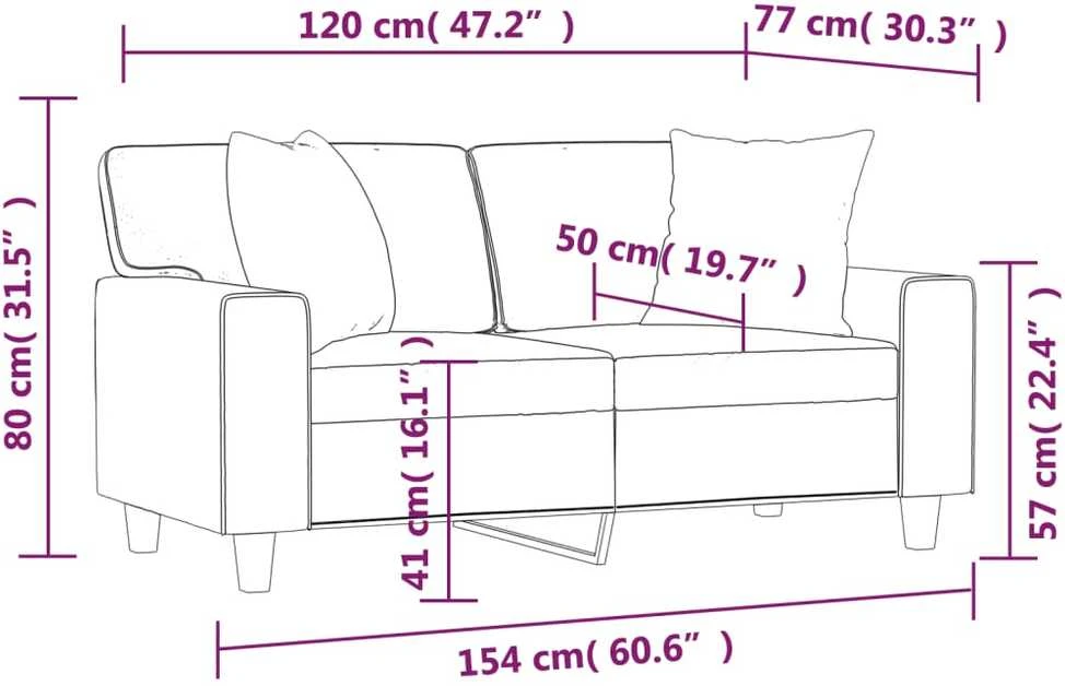 Dvivietė sofa su pagalvėlėmis, kreminė, 120cm, dirbtinė oda