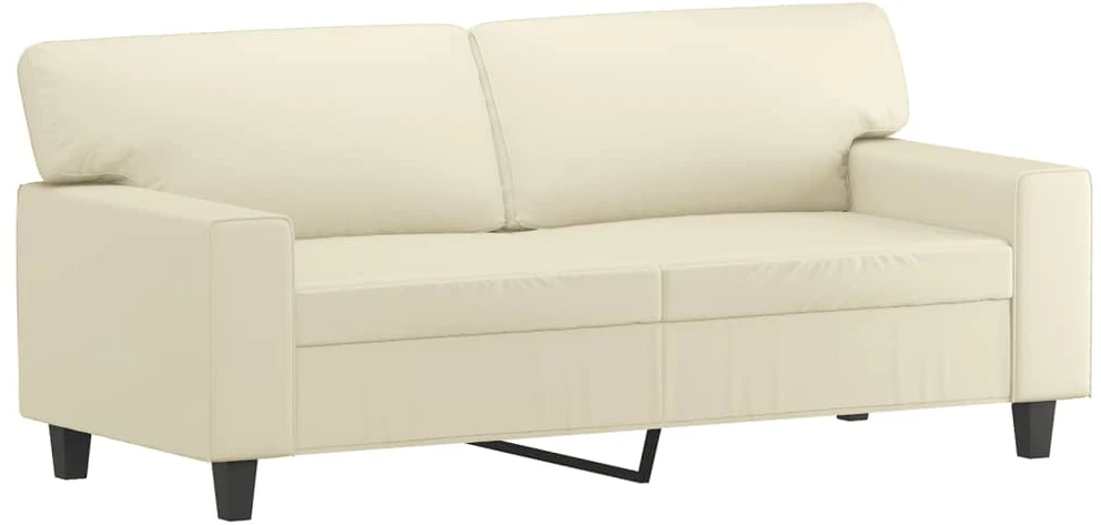 Dvivietė sofa su pagalvėlėmis, kreminė, 140cm, dirbtinė oda