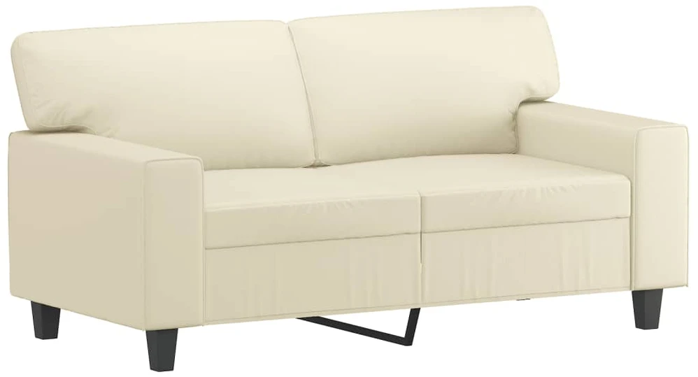 Dvivietė sofa su pagalvėlėmis, kreminė, 120cm, dirbtinė oda