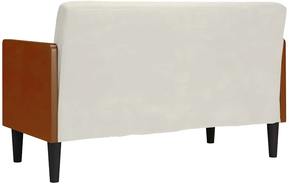 Dvivietė sofa su pagalvėlėmis, kreminės spalvos, 110 cm, aksomas