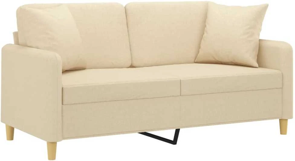 Dvivietė sofa su pagalvėlėmis, kreminės spalvos, 140cm, audinys