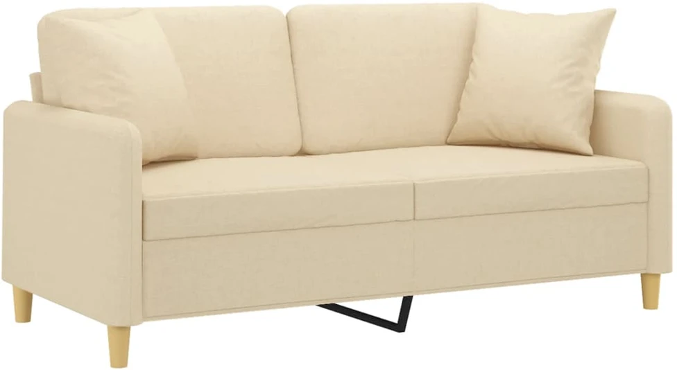 Dvivietė sofa su pagalvėlėmis, kreminės spalvos, 140cm, audinys