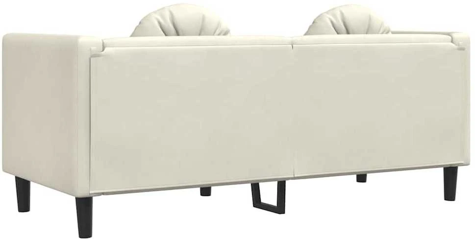 Dvivietė sofa su pagalvėlėmis, kreminės spalvos, aksomas