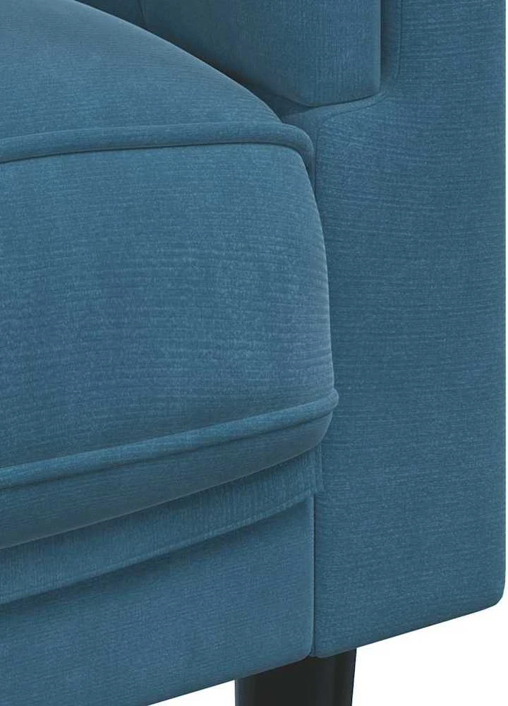 Dvivietė sofa su pagalvėlėmis, mėlynos spalvos, aksomas