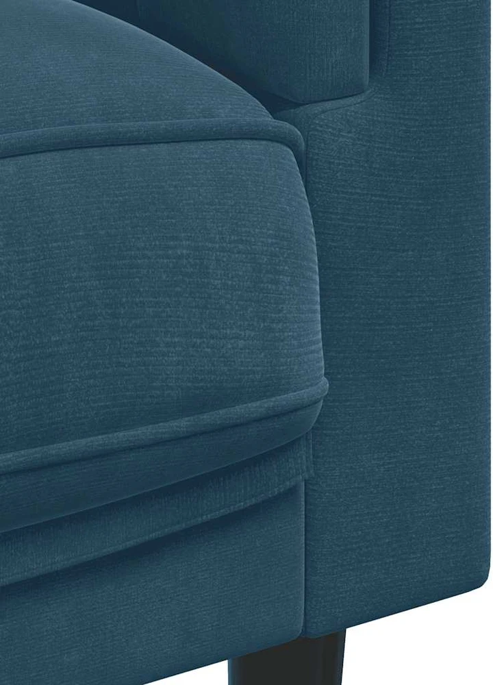 Dvivietė sofa su pagalvėlėmis, mėlynos spalvos, aksomas