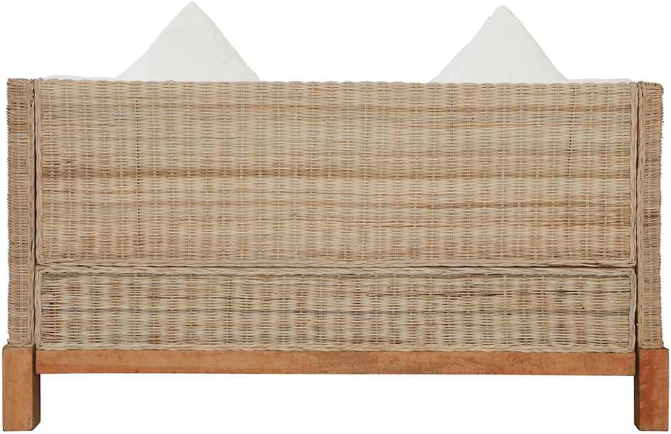 Dvivietė sofa su pagalvėlėmis, natūralus ratanas