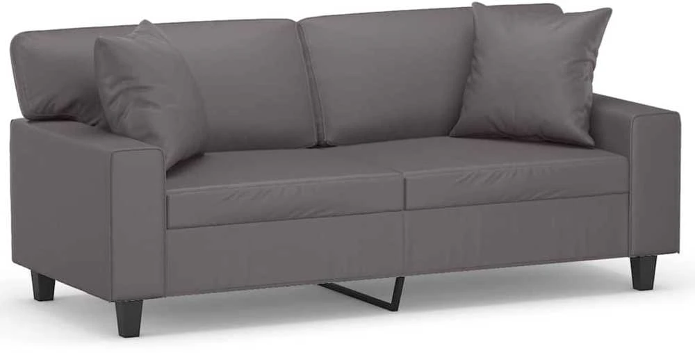 Dvivietė sofa su pagalvėlėmis, pilka, 140cm, dirbtinė oda