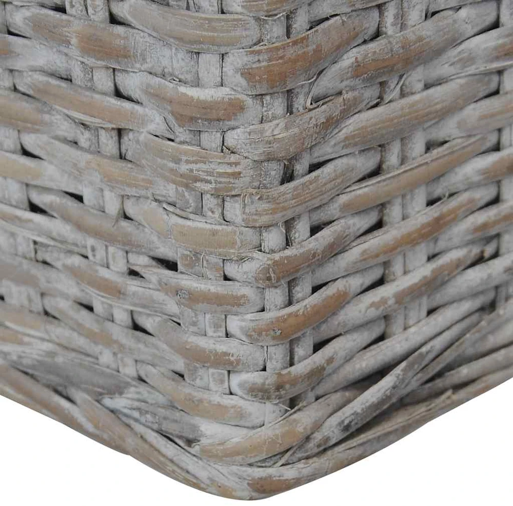 Dvivietė sofa su pagalvėlėmis, pilkos spalvos, natūr. ratanas