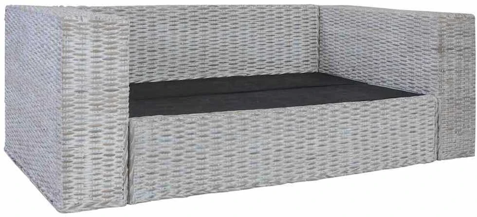 Dvivietė sofa su pagalvėlėmis, pilkos spalvos, natūr. ratanas