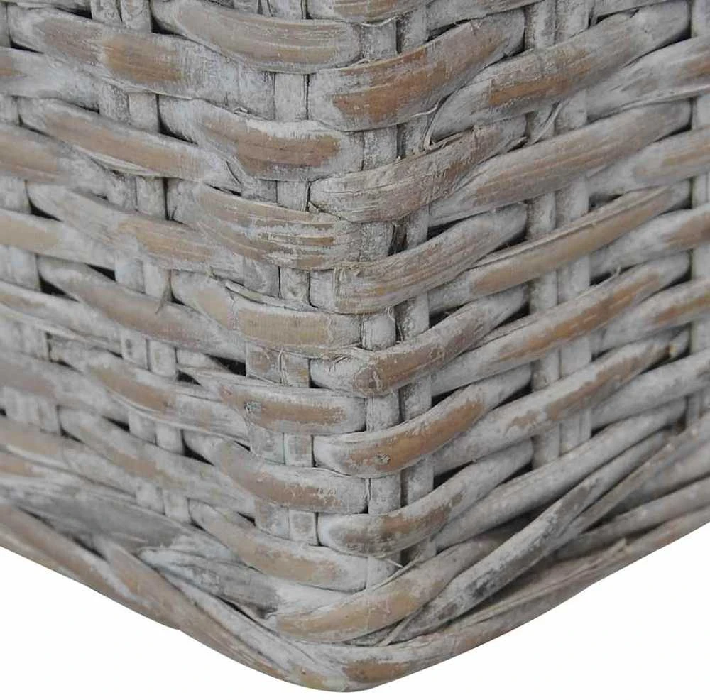 Dvivietė sofa su pagalvėlėmis, pilkos spalvos, natūr. ratanas