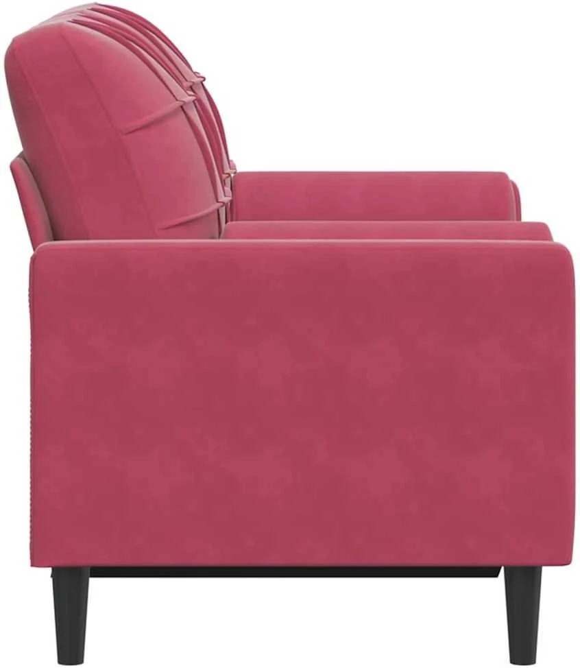 Dvivietė sofa su pagalvėlėmis, raudonojo vyno, 120cm, aksomas