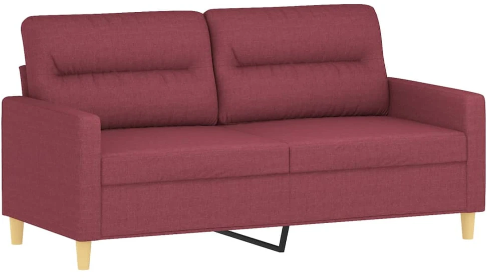Dvivietė sofa su pagalvėlėmis, raudonojo vyno, 140cm, audinys