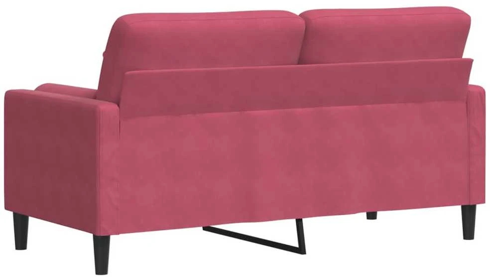 Dvivietė sofa su pagalvėlėmis, raudonojo vyno, 140cm, aksomas
