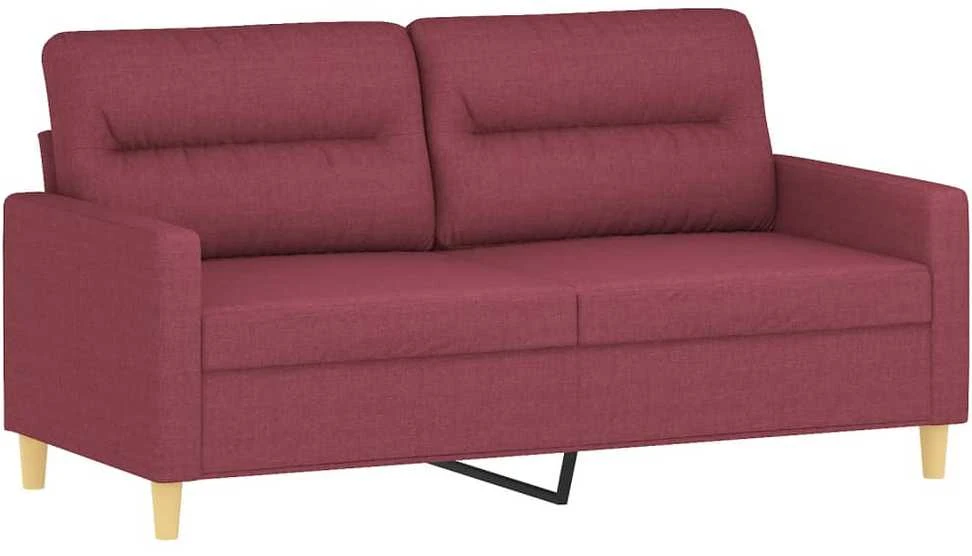 Dvivietė sofa su pagalvėlėmis, raudonojo vyno, 140cm, audinys