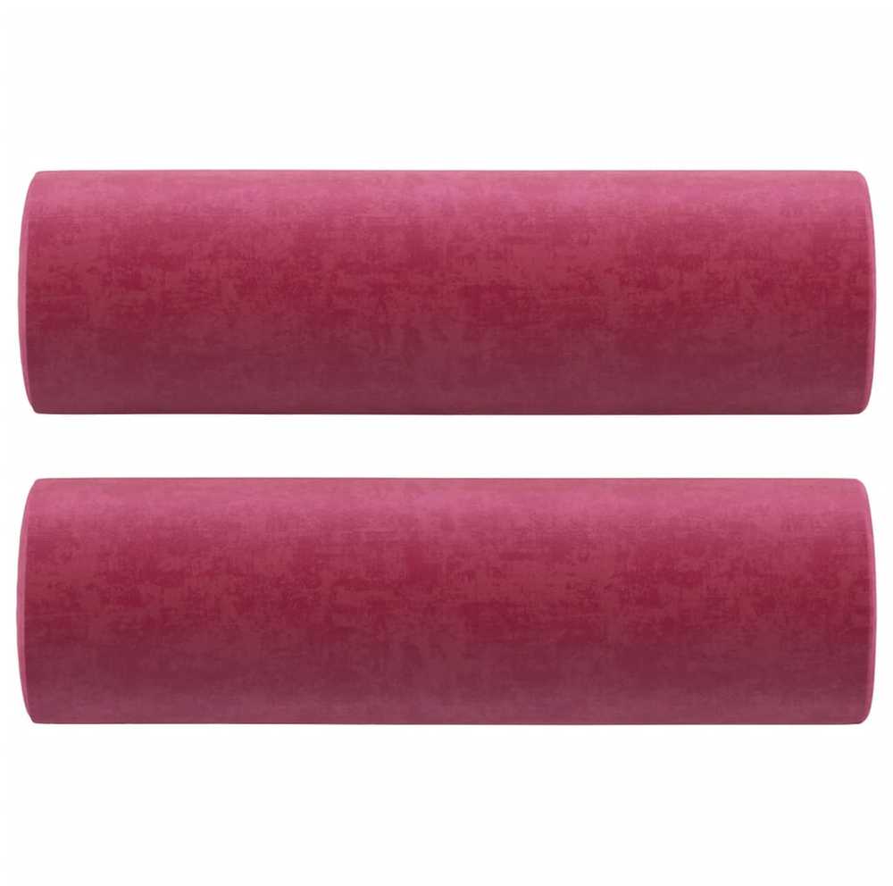 Dvivietė sofa su pagalvėlėmis, raudonojo vyno, 120cm, aksomas