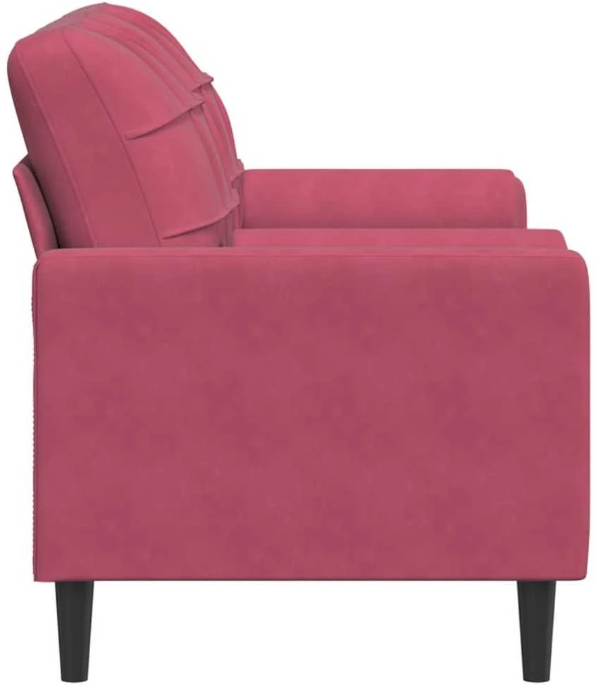 Dvivietė sofa su pagalvėlėmis, raudonojo vyno, 140cm, aksomas