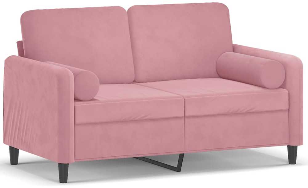 Dvivietė sofa su pagalvėlėmis, rožinės spalvos, 120cm, aksomas