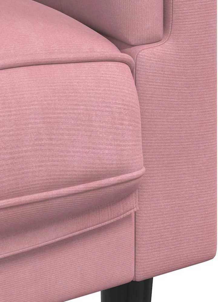 Dvivietė sofa su pagalvėlėmis, rožinės spalvos, aksomas