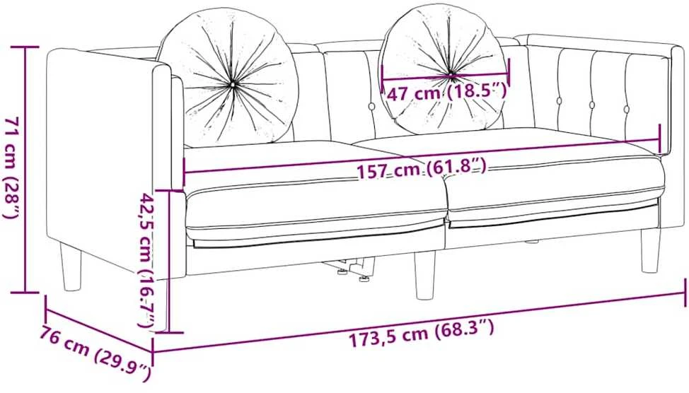 Dvivietė sofa su pagalvėlėmis, ruda, dirbtinė versta oda