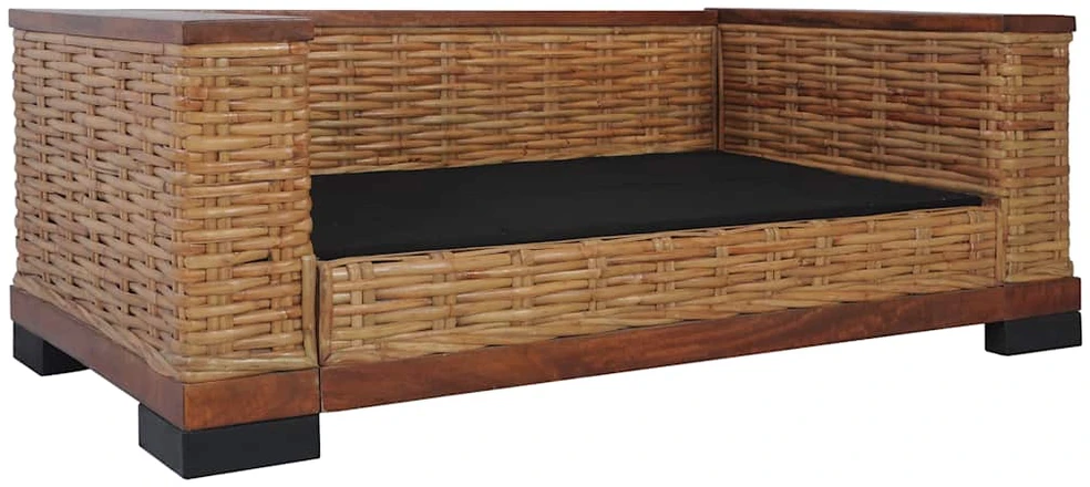 Dvivietė sofa su pagalvėlėmis, rudos sp., natūralus ratanas