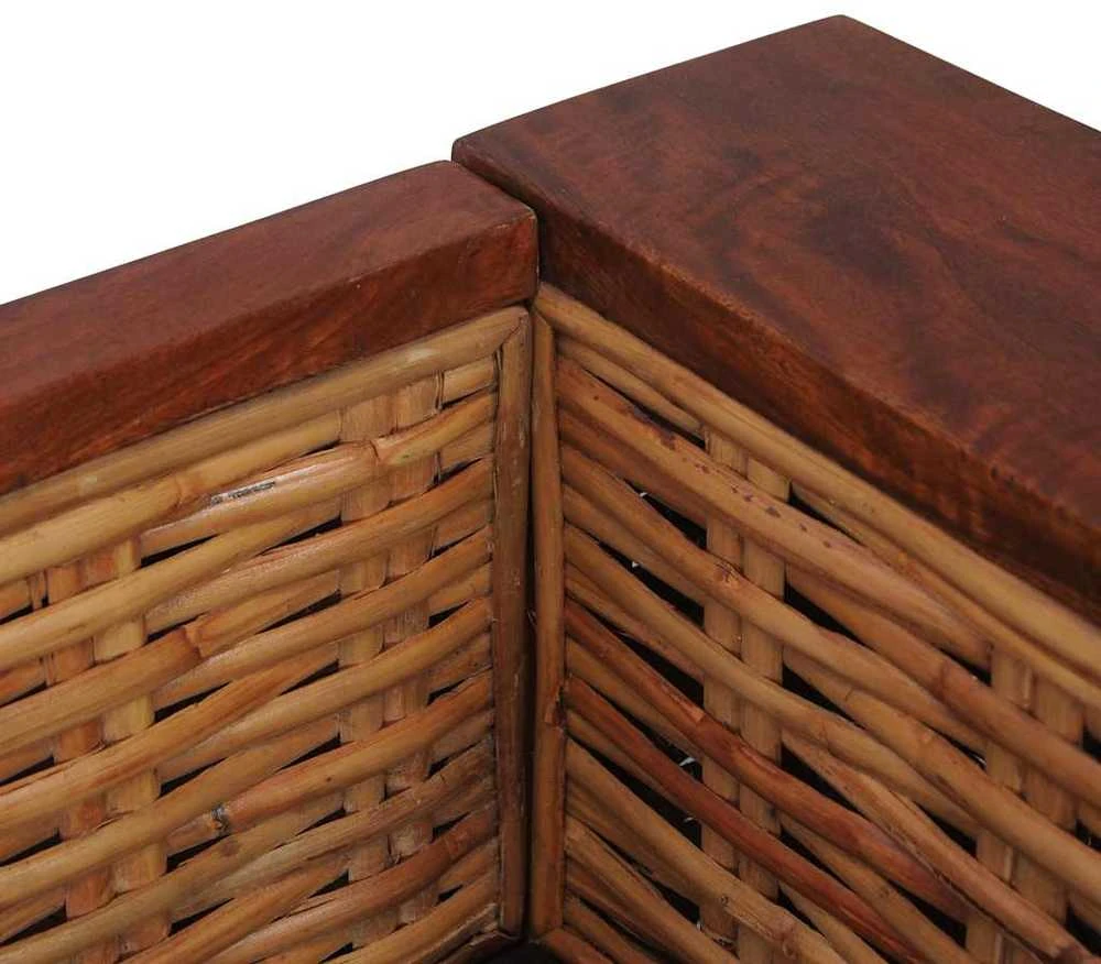 Dvivietė sofa su pagalvėlėmis, rudos sp., natūralus ratanas