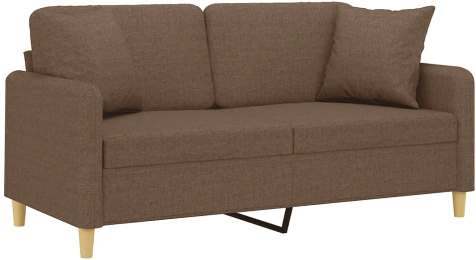 Dvivietė sofa su pagalvėlėmis, rudos spalvos, 140cm, audinys