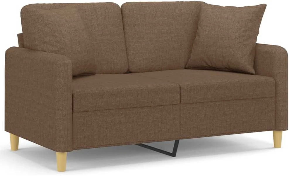 Dvivietė sofa su pagalvėlėmis, rudos spalvos, 120cm, audinys