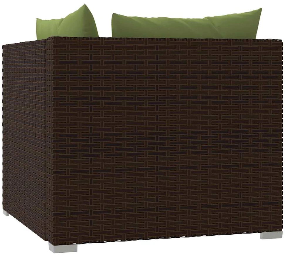 Lauko baldų komplektas Dvivietė sofa su pagalvėlėmis, rudos spalvos, poliratanas