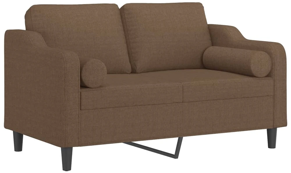 Dvivietė sofa su pagalvėlėmis, rudos spalvos, 120cm, audinys