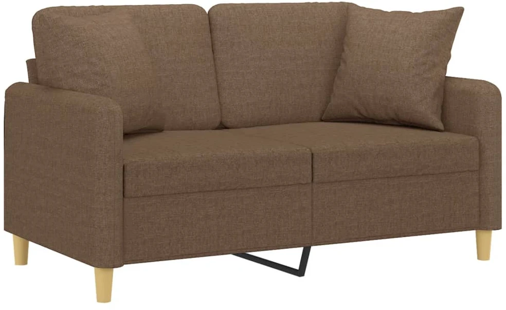Dvivietė sofa su pagalvėlėmis, rudos spalvos, 120cm, audinys