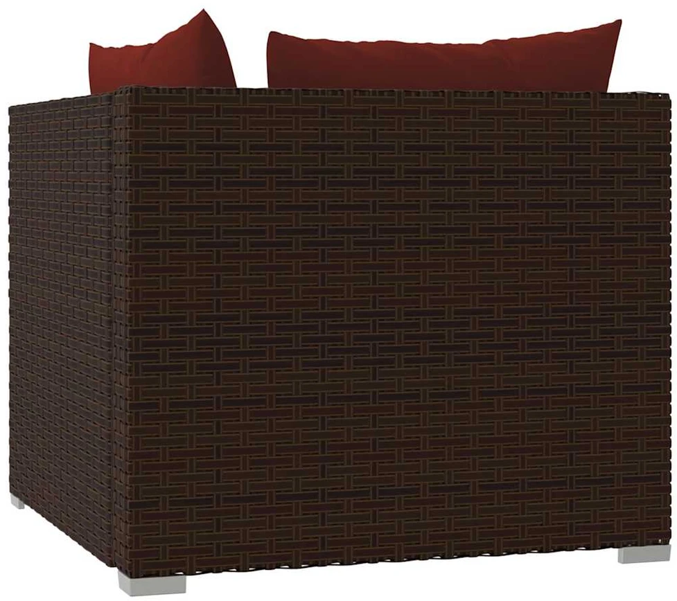 Lauko baldų komplektas Dvivietė sofa su pagalvėlėmis, rudos spalvos, poliratanas