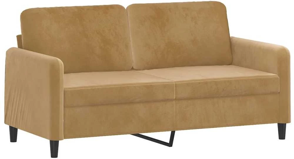 Dvivietė sofa su pagalvėlėmis, rudos spalvos, 140cm, aksomas