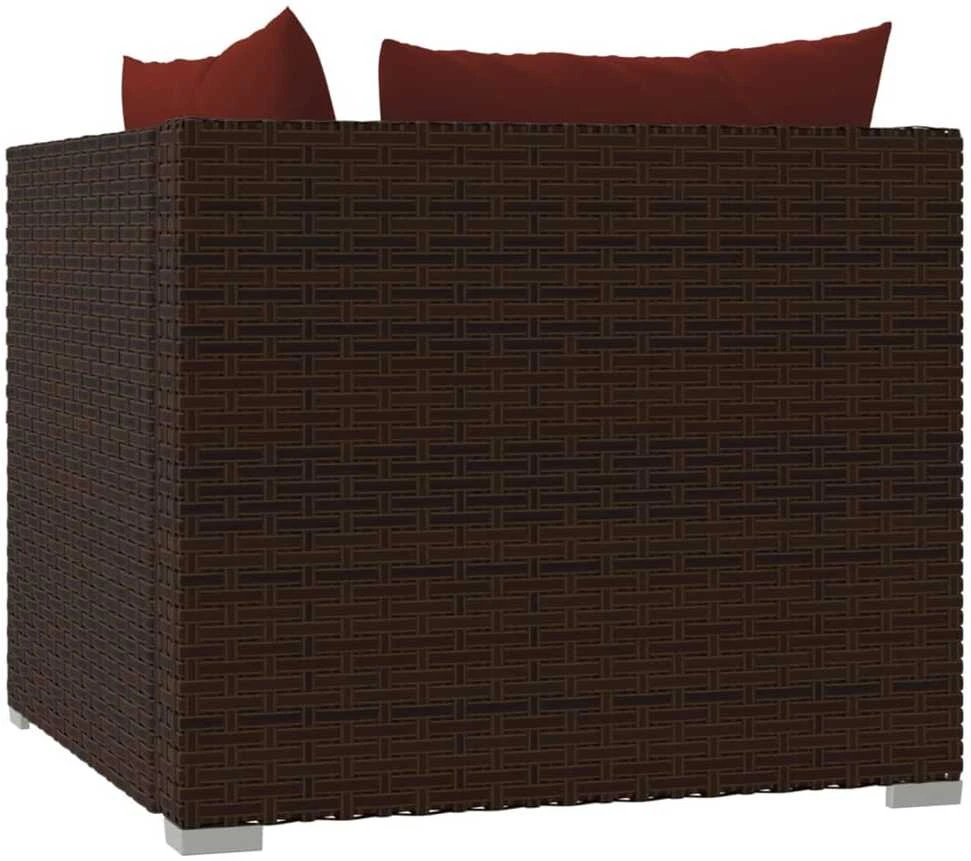 Lauko baldų komplektas Dvivietė sofa su pagalvėlėmis, rudos spalvos, poliratanas