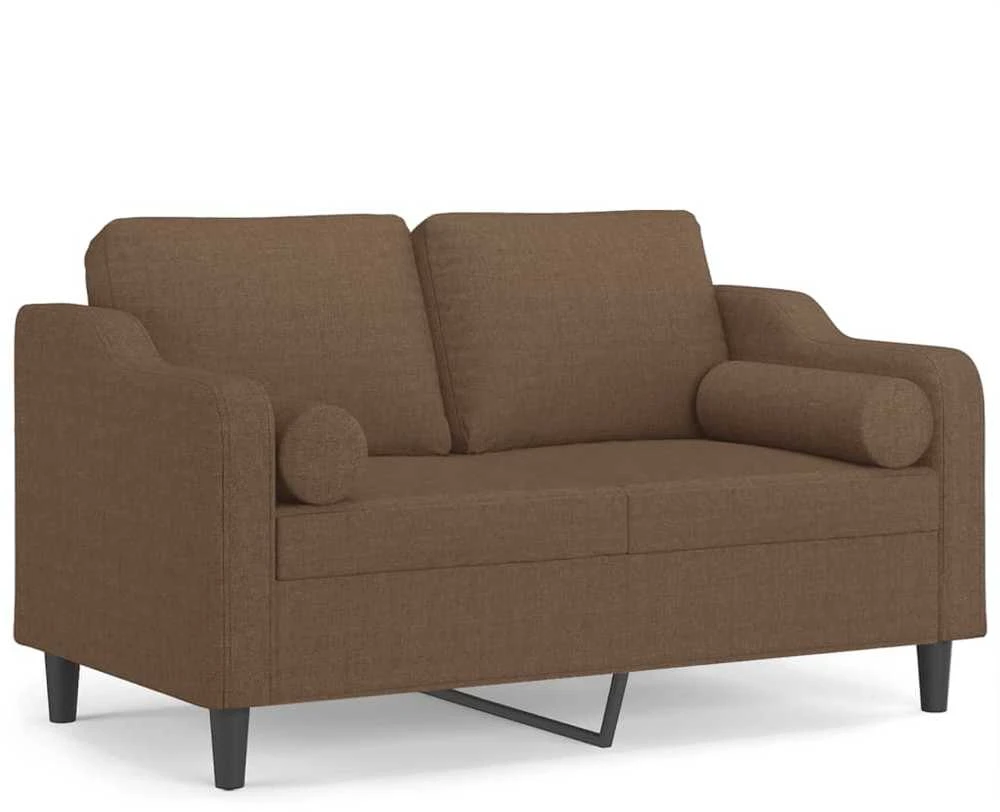 Dvivietė sofa su pagalvėlėmis, rudos spalvos, 120cm, audinys