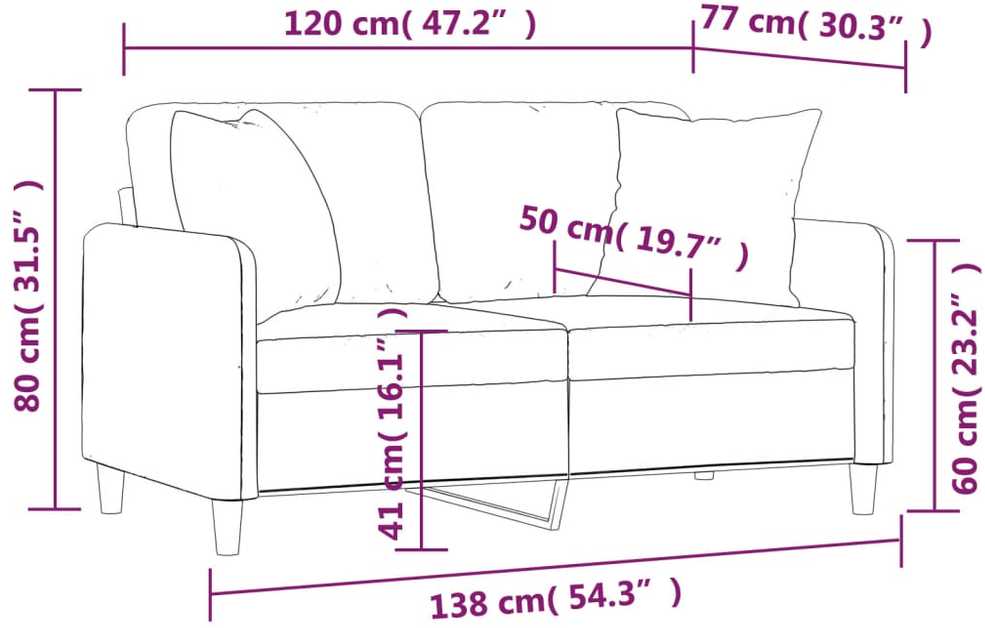 Dvivietė sofa su pagalvėlėmis, šviesiai geltona, 120cm, audinys
