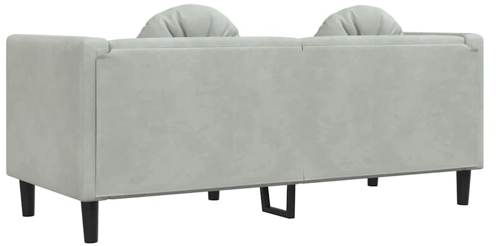 Dvivietė sofa su pagalvėlėmis, šviesiai pilkos spalvos, aksomas