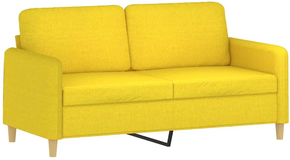Dvivietė sofa su pagalvėlėmis, šviesiai geltona, 140cm, audinys