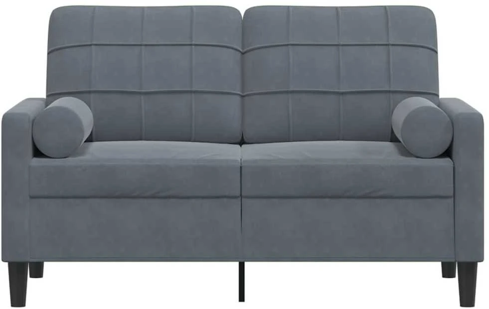 Dvivietė sofa su pagalvėlėmis, tamsiai pilka, 120cm, aksomas