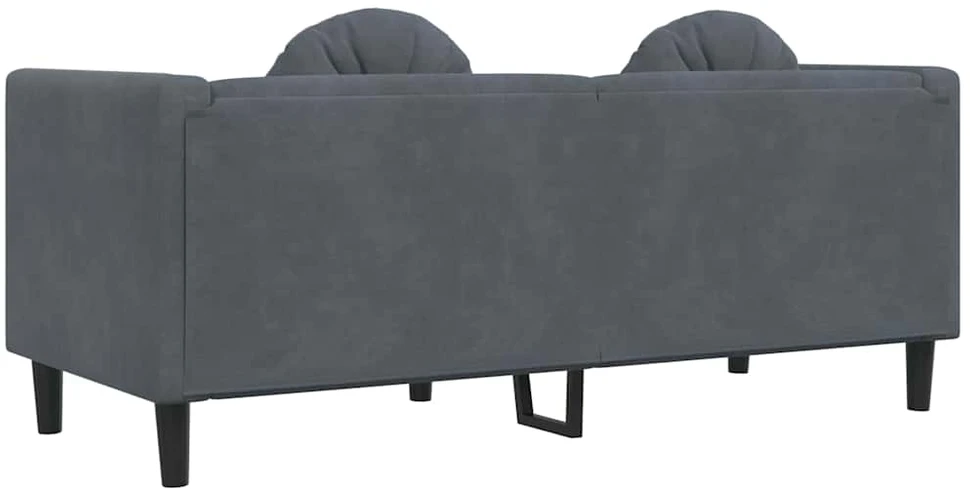 Dvivietė sofa su pagalvėlėmis, tamsiai pilkos spalvos, aksomas