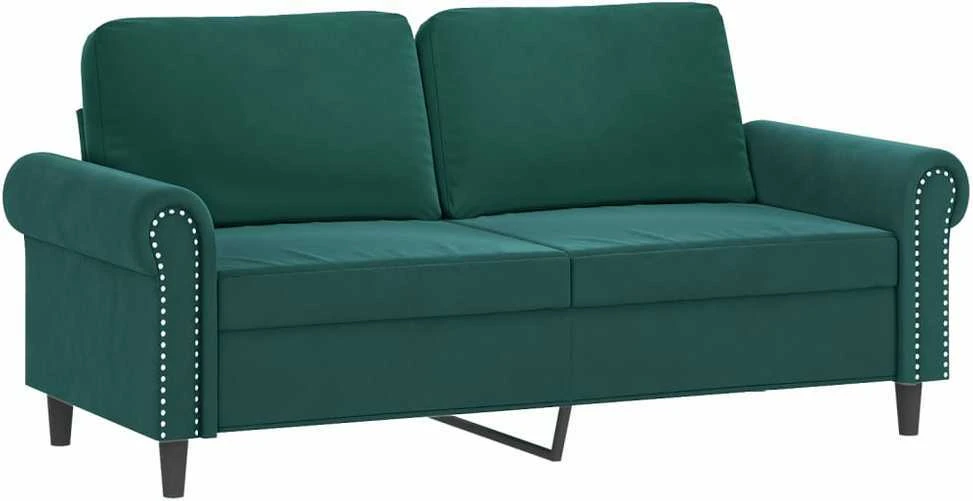 Dvivietė sofa su pagalvėlėmis, tamsiai žalia, 140cm, aksomas