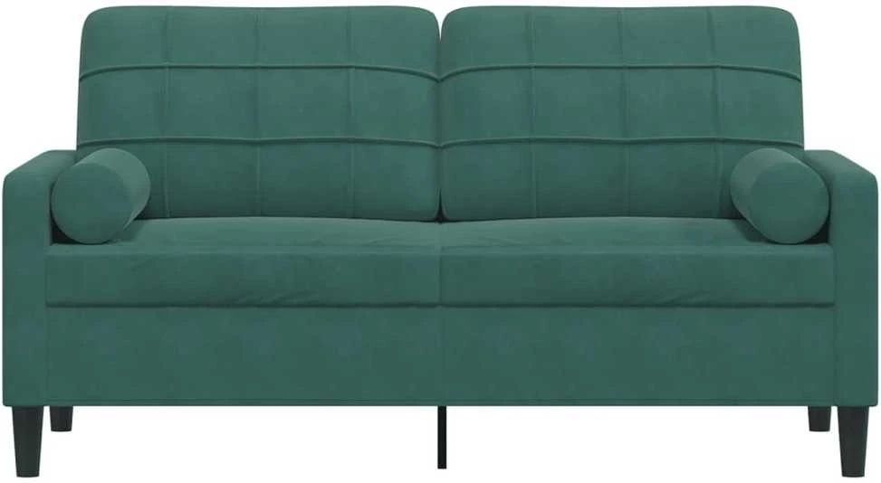 Dvivietė sofa su pagalvėlėmis, tamsiai žalia, 140cm, aksomas
