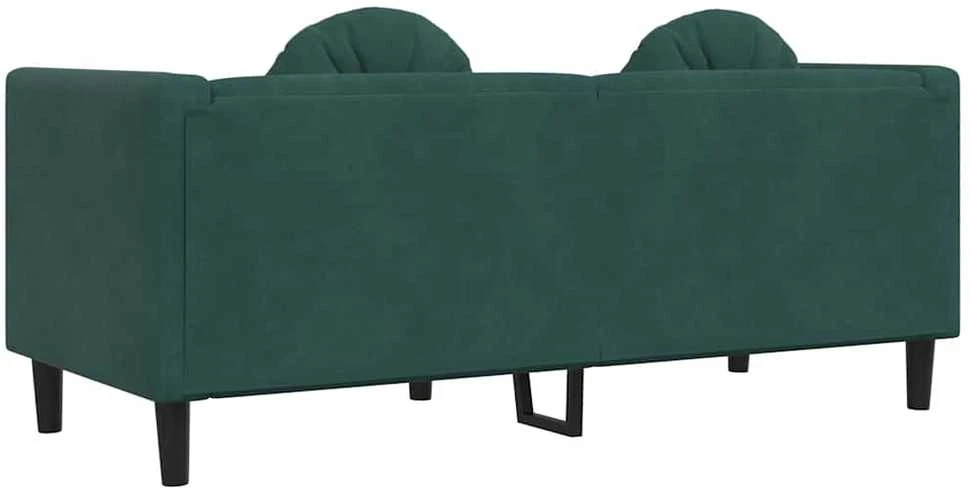 Dvivietė sofa su pagalvėlėmis, tamsiai žalios spalvos, aksomas