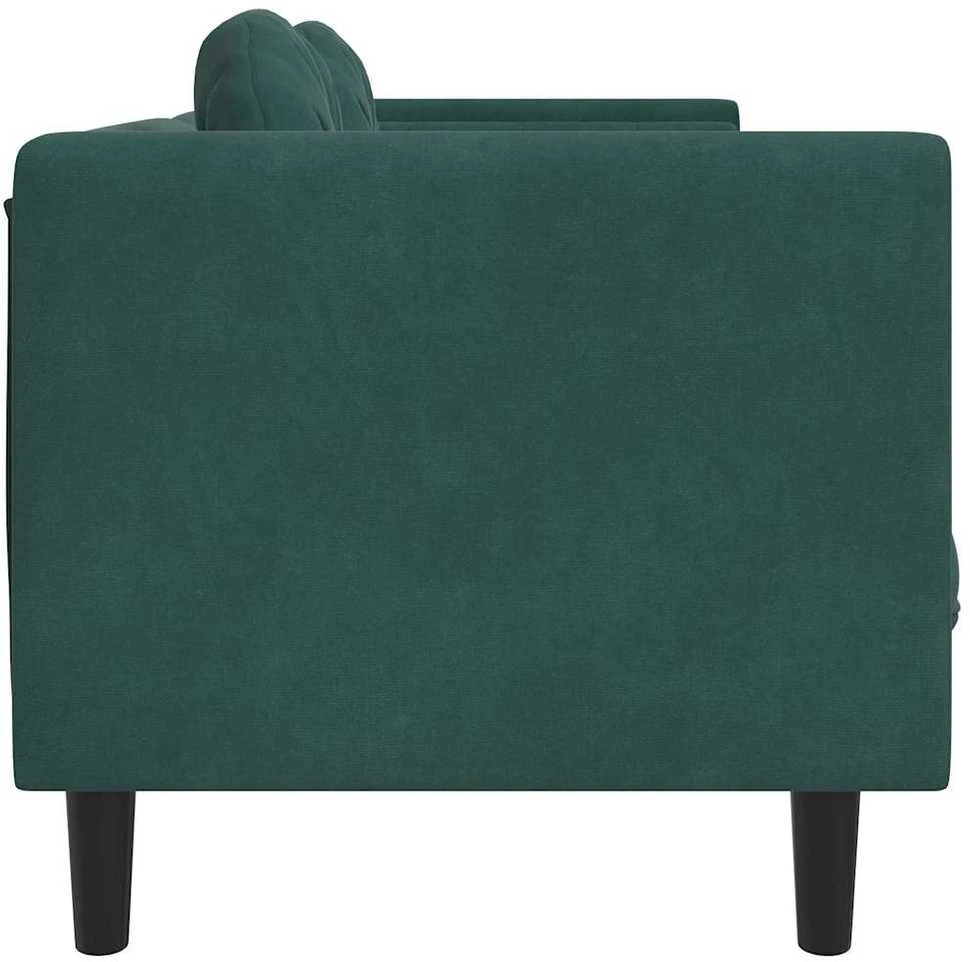 Dvivietė sofa su pagalvėlėmis, tamsiai žalios spalvos, aksomas