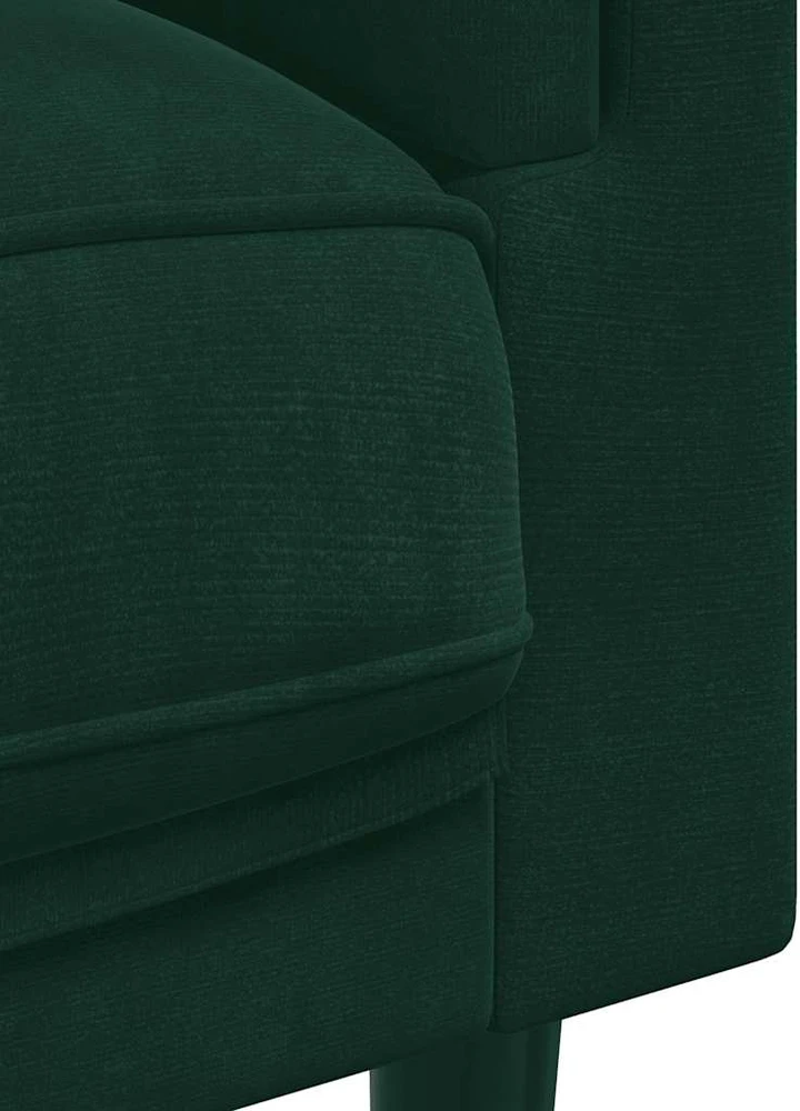 Dvivietė sofa su pagalvėlėmis, tamsiai žalios spalvos, aksomas