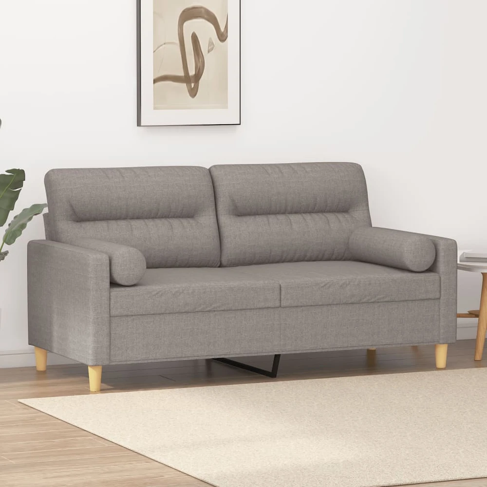 Dvivietė sofa su pagalvėlėmis, taupe spalvos, 140cm, audinys