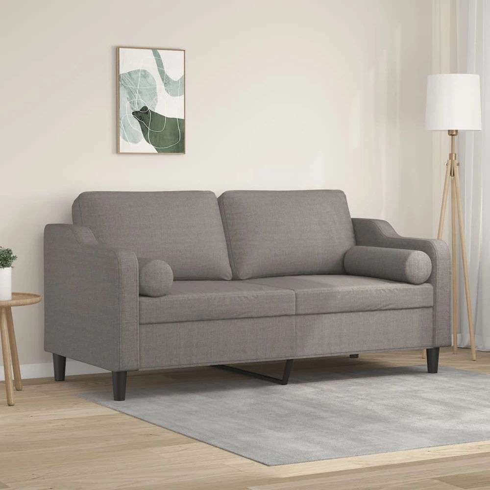 Dvivietė sofa su pagalvėlėmis, taupe spalvos, 140cm, audinys