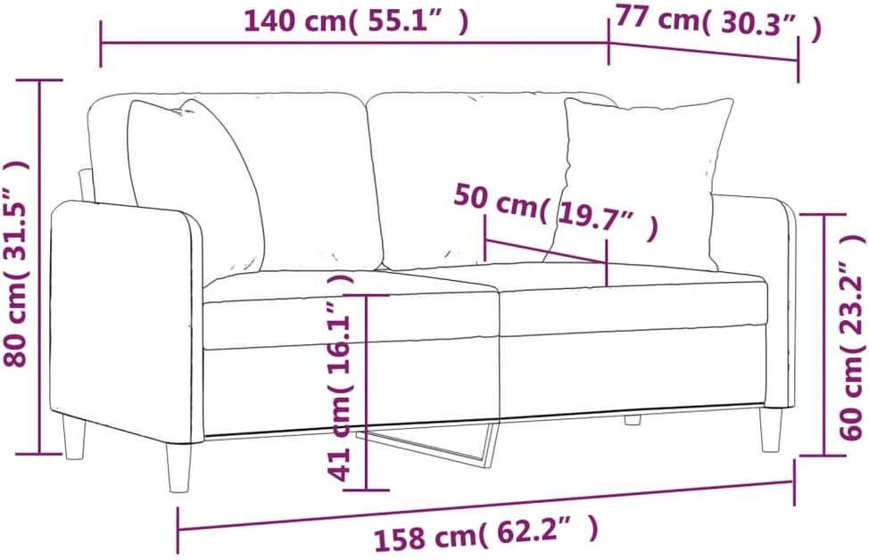 Dvivietė sofa su pagalvėlėmis, taupe spalvos, 140cm, audinys