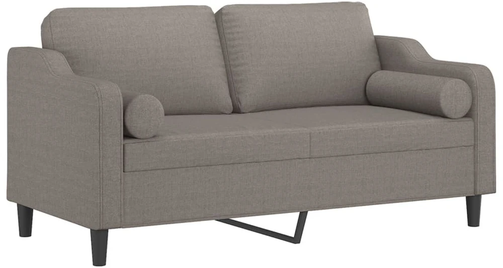 Dvivietė sofa su pagalvėlėmis, taupe spalvos, 140cm, audinys